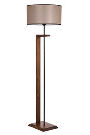 Opviq Lámpara de Pie Escandinava de Madera y Metal en Nogal con Pantalla de Tela